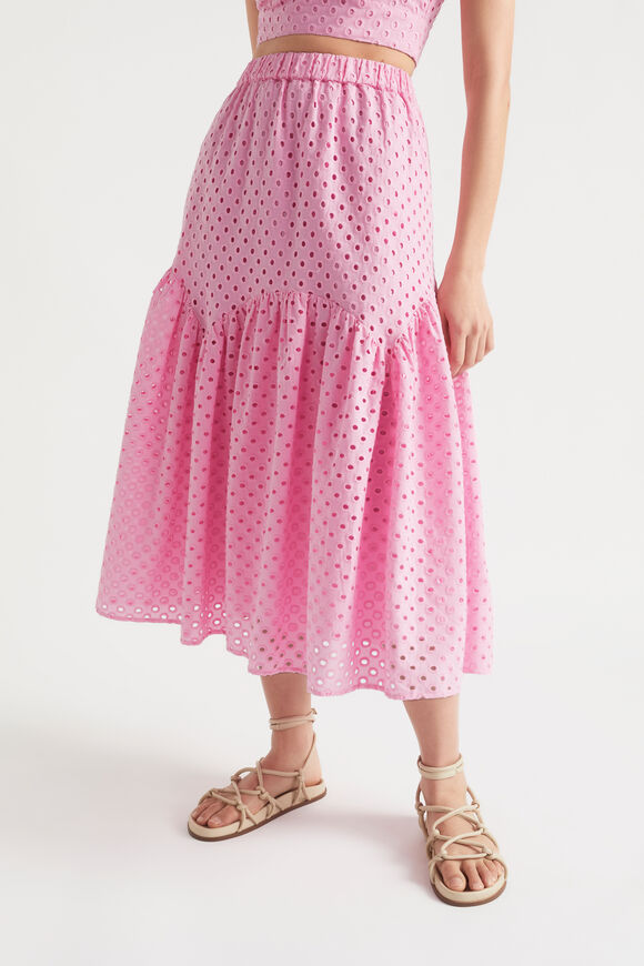Broderie Tiered Midi Skirt  Soft Orchid  hi-res