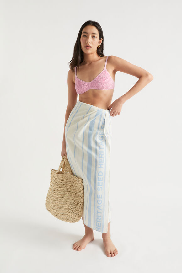 Logo Stripe Beach Wrap  Bluebell Stripe  hi-res