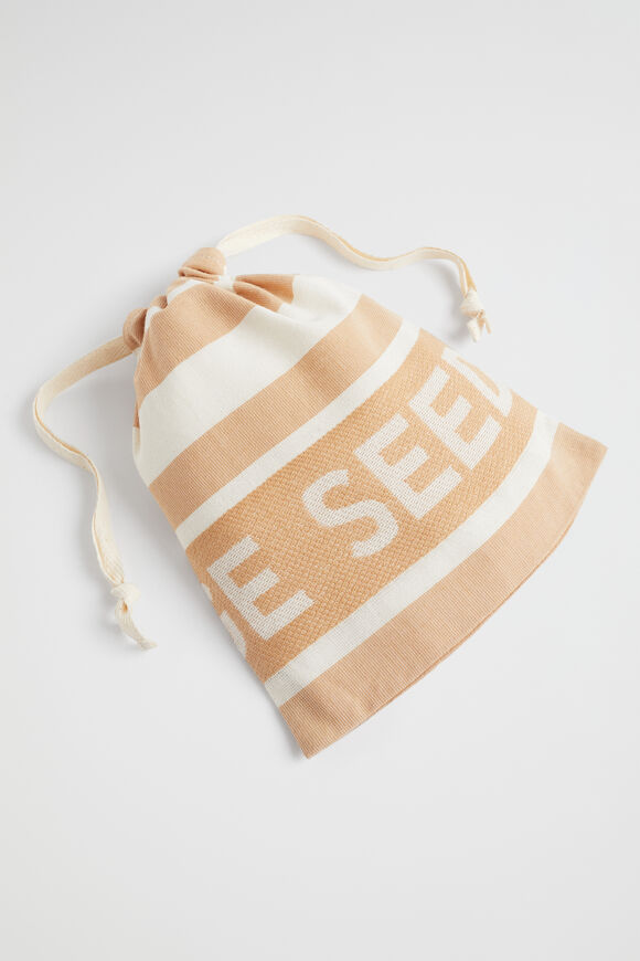 Logo Stripe Beach Wrap  Chestnut Stripe  hi-res