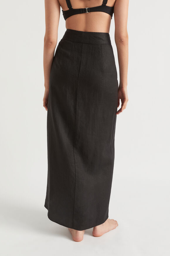 Linen Wrap Sarong  Black  hi-res