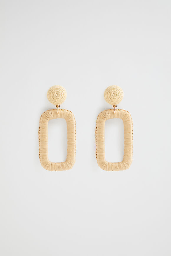 Rectangular Raffia Earring  Light Chestnut  hi-res