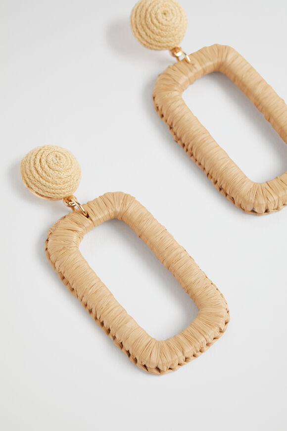 Rectangular Raffia Earring  Light Chestnut  hi-res