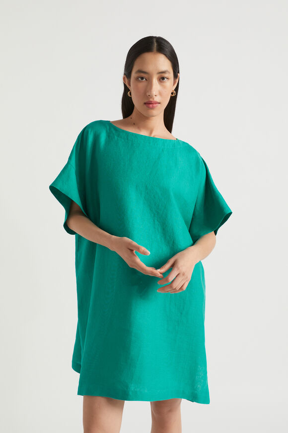 Linen Boatneck Kaftan  Deep Teal  hi-res