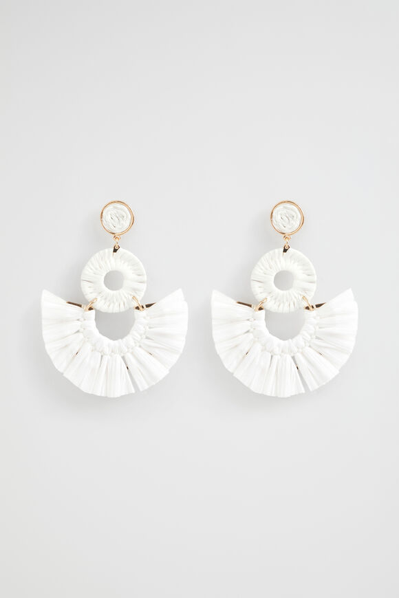 Double Raffia Earring  White  hi-res