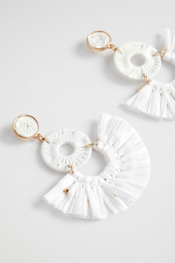 Double Raffia Earring  White  hi-res