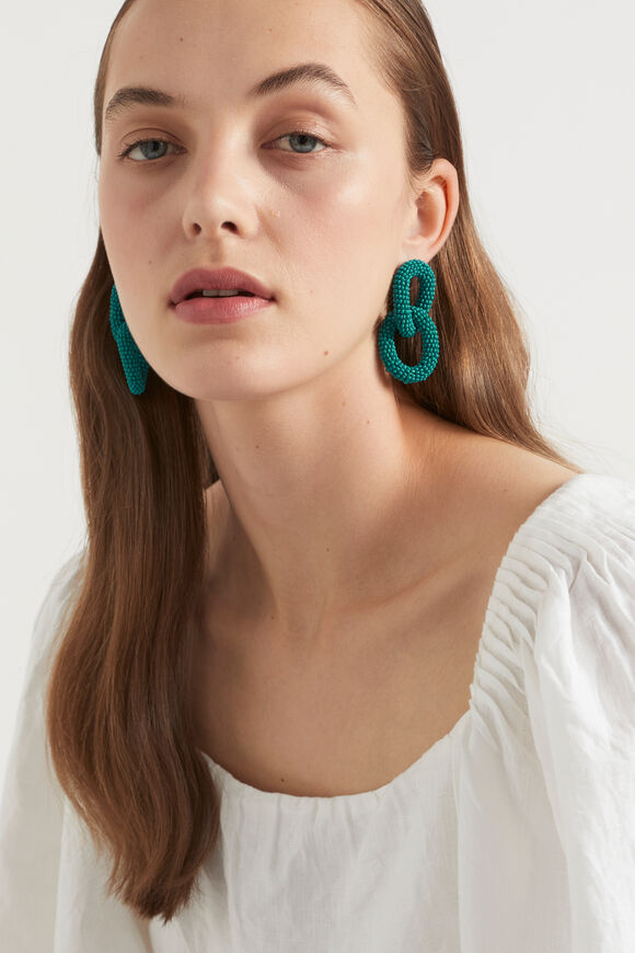 Bead Link Earring  Deep Teal  hi-res