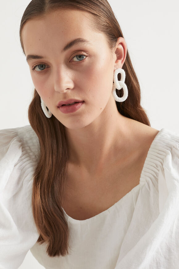 Bead Link Earring  White  hi-res