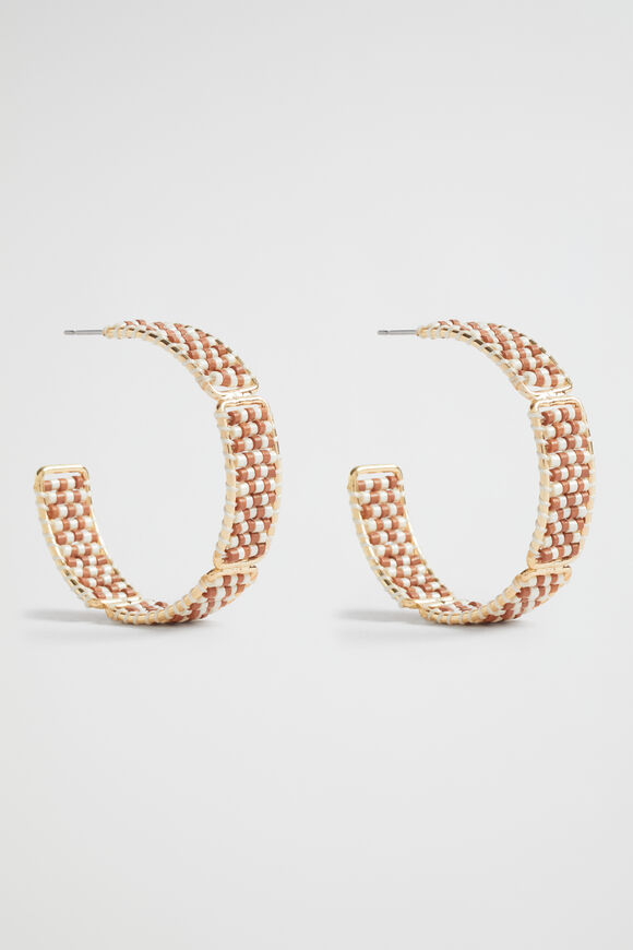 Check Hoop Earring  Auburn Brown  hi-res