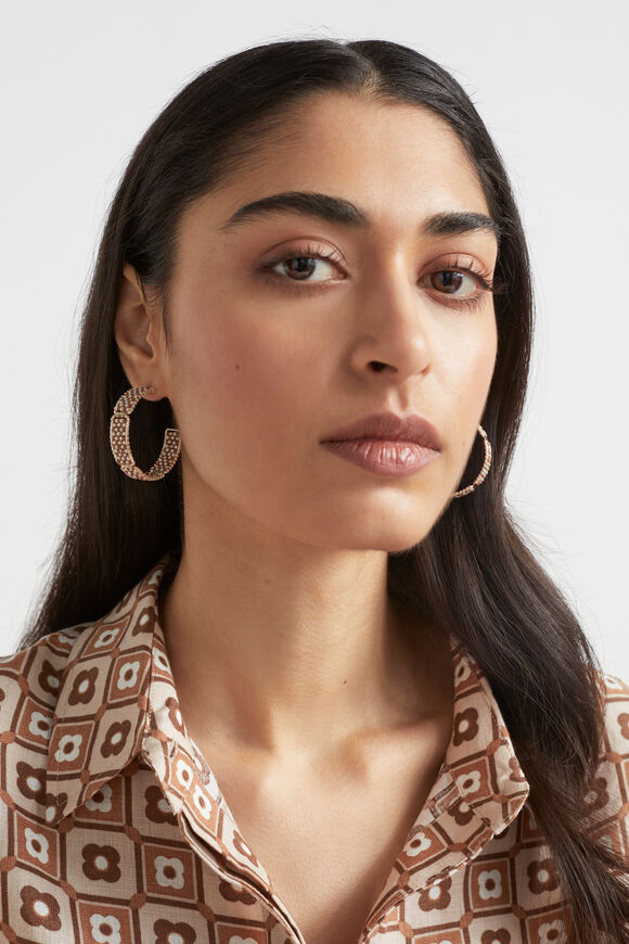 Check Hoop Earring  Auburn Brown  hi-res