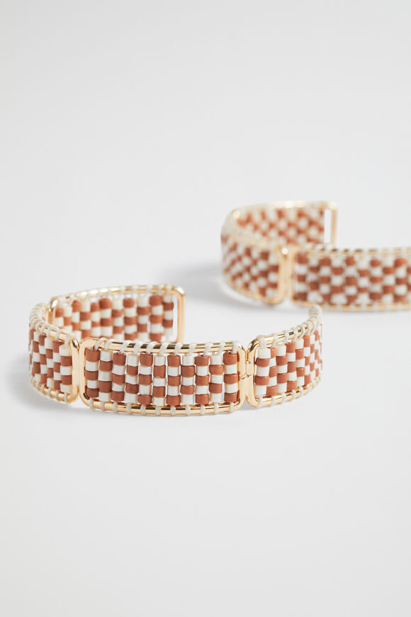 Check Hoop Earring  Auburn Brown  hi-res