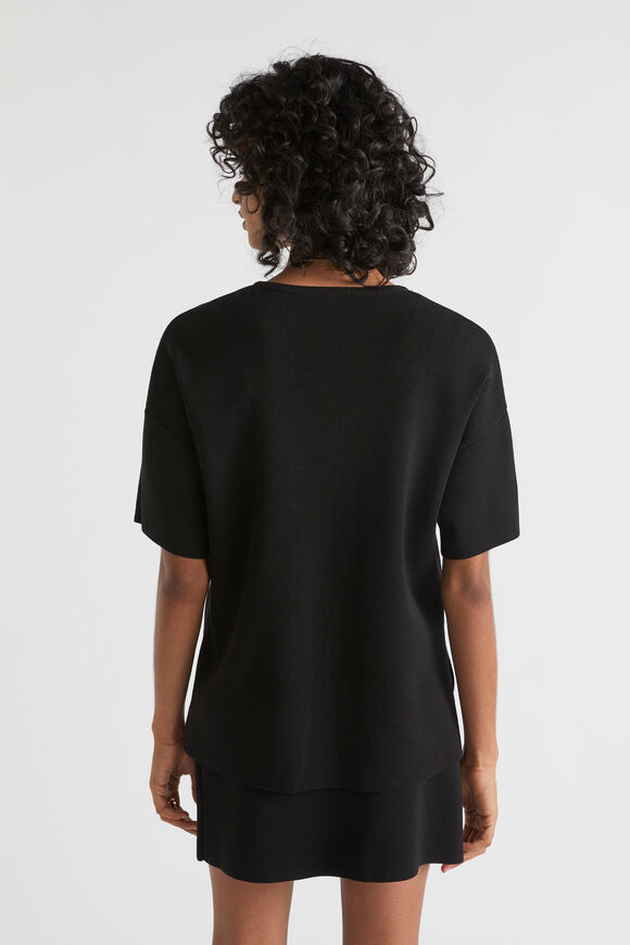 Crepe Knit Mini Wrap Skirt  Black  hi-res