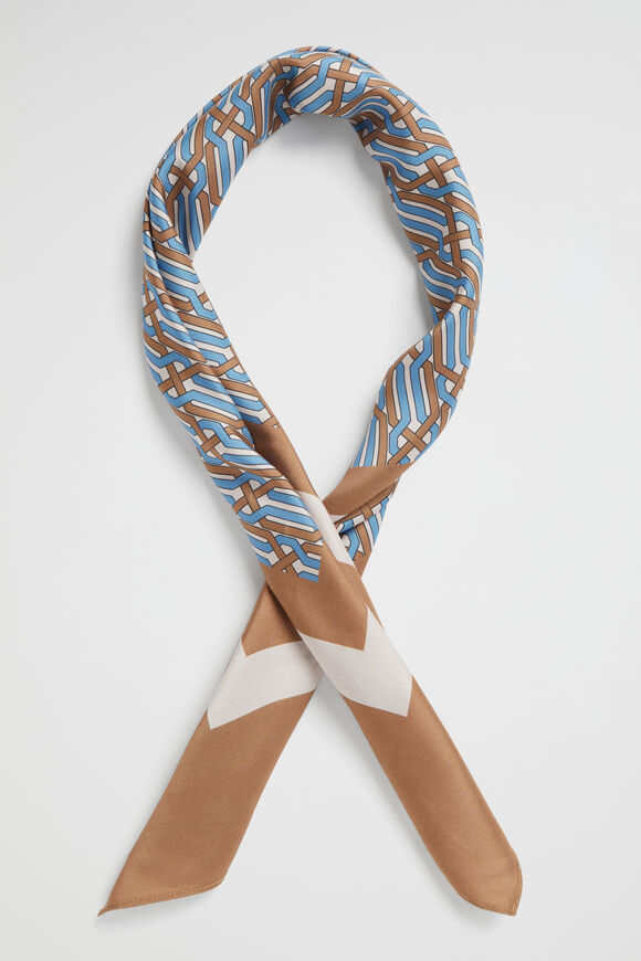 Linear Print Square Scarf  Deep Brass Retro  hi-res