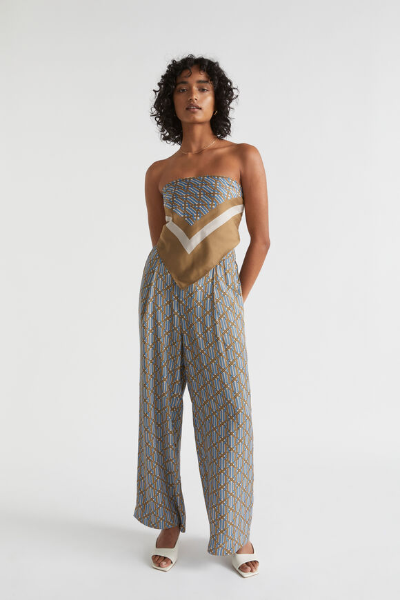 Linear Print Square Scarf  Deep Brass Retro  hi-res