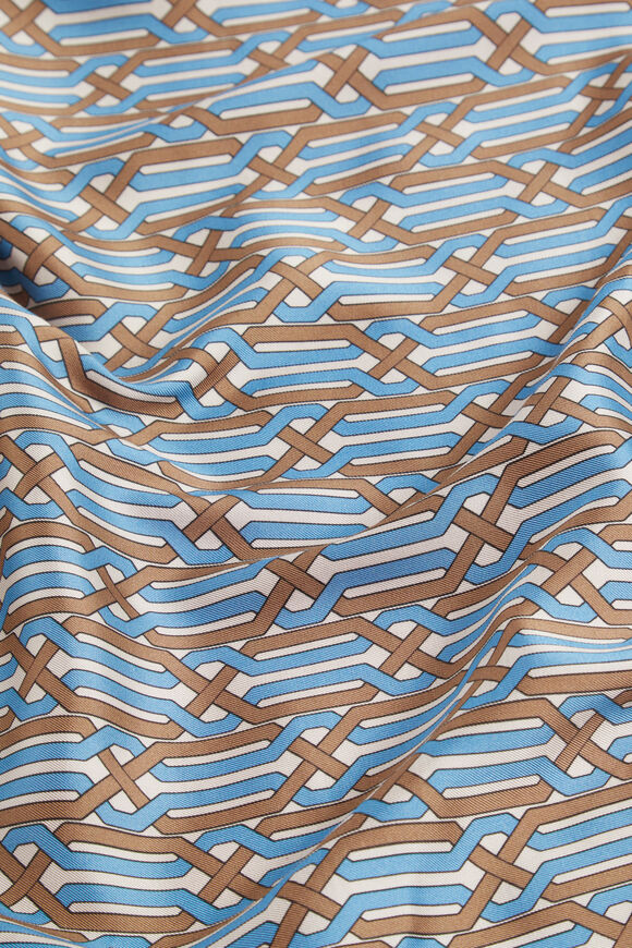 Linear Print Square Scarf  Deep Brass Retro  hi-res