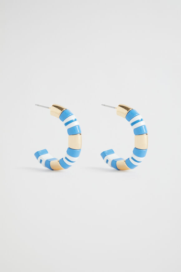 Colourblock Beaded Hoop  Soft Cobalt  hi-res