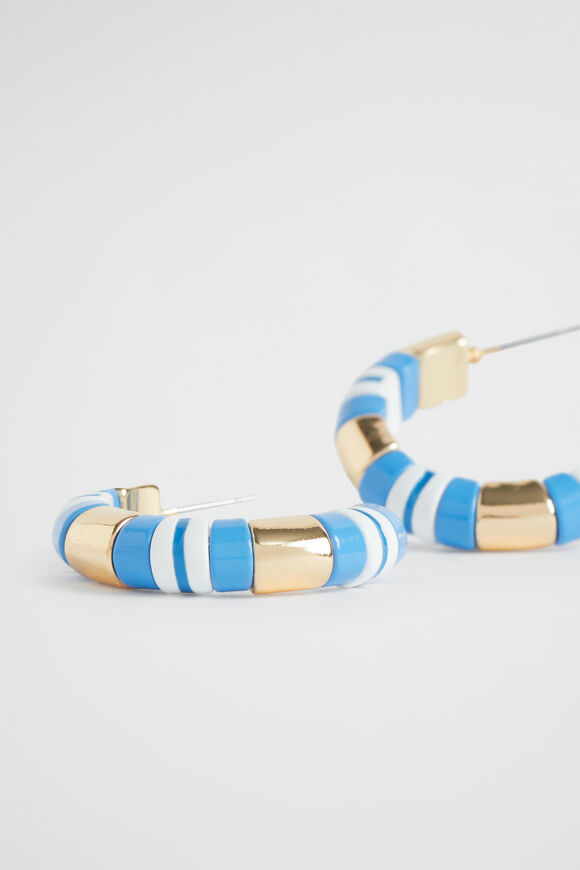 Colourblock Beaded Hoop  Soft Cobalt  hi-res