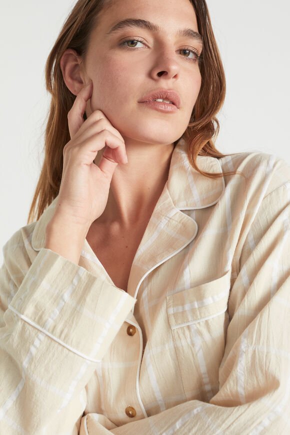 Seersucker Grid Sleep Shirt  Stone  hi-res