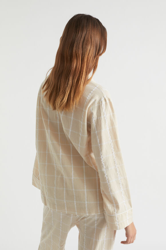 Seersucker Grid Sleep Shirt  Stone  hi-res