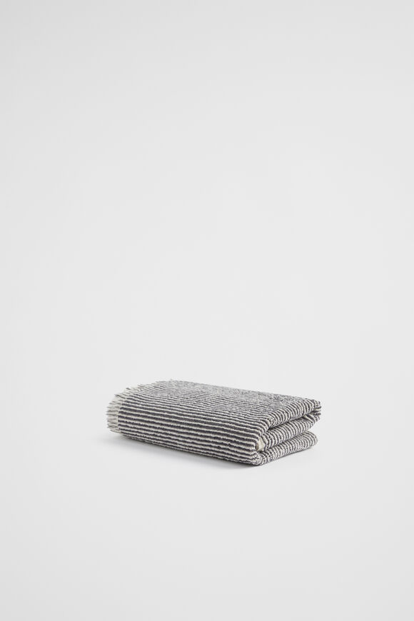 Stripe Textured Hand Towel  Charcoal  hi-res