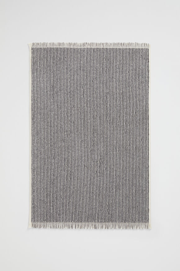 Stripe Textured Hand Towel  Charcoal  hi-res