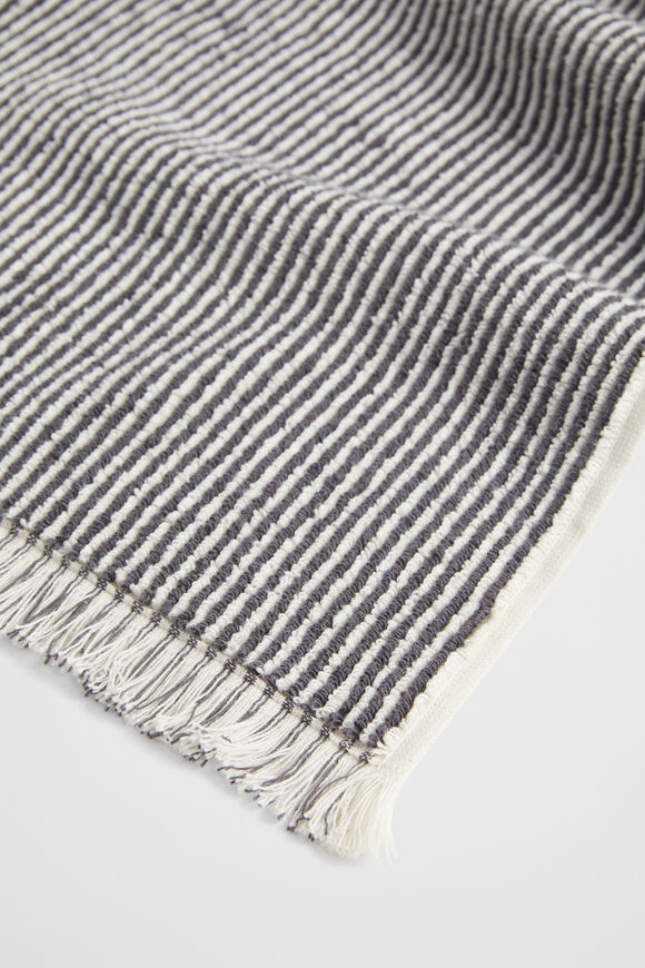 Stripe Textured Hand Towel  Charcoal  hi-res
