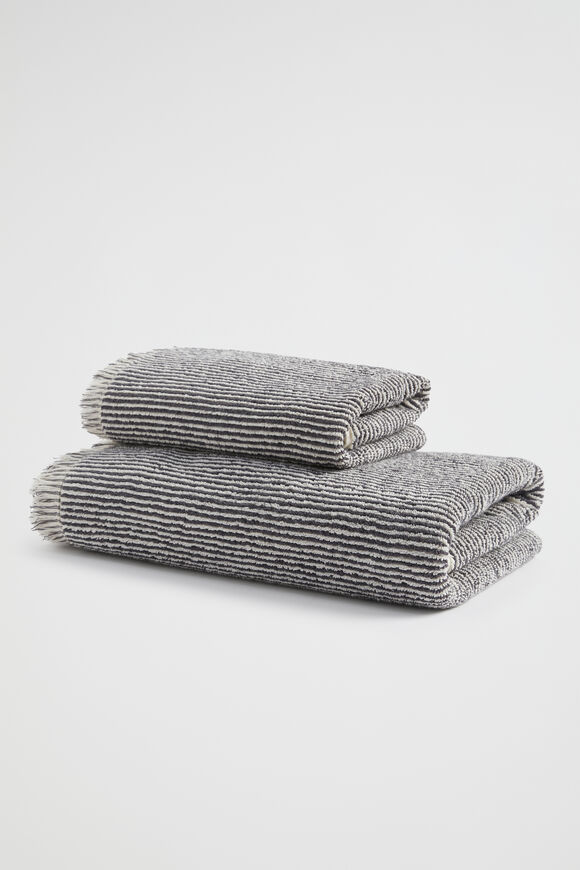 Stripe Textured Hand Towel  Charcoal  hi-res