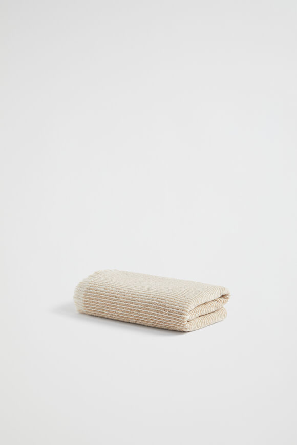 Stripe Textured Hand Towel  Stone  hi-res