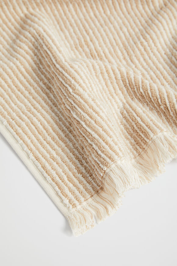 Stripe Textured Hand Towel  Stone  hi-res
