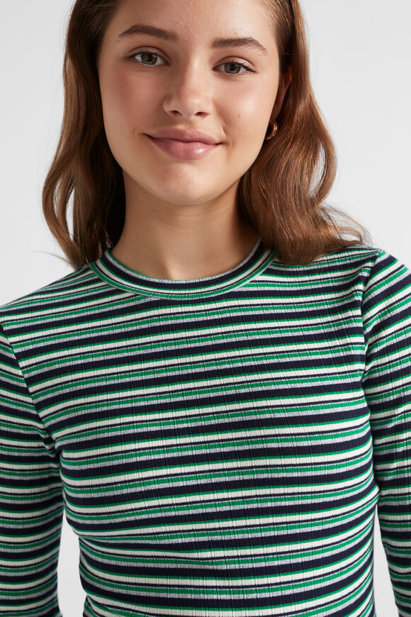 Rib Stripe Tee  Emerald Green  hi-res