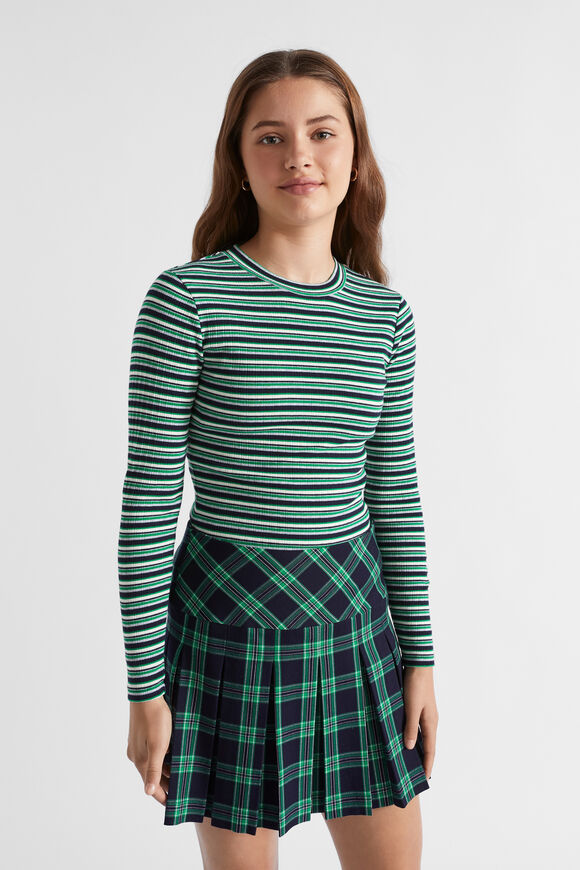Rib Stripe Tee  Emerald Green  hi-res