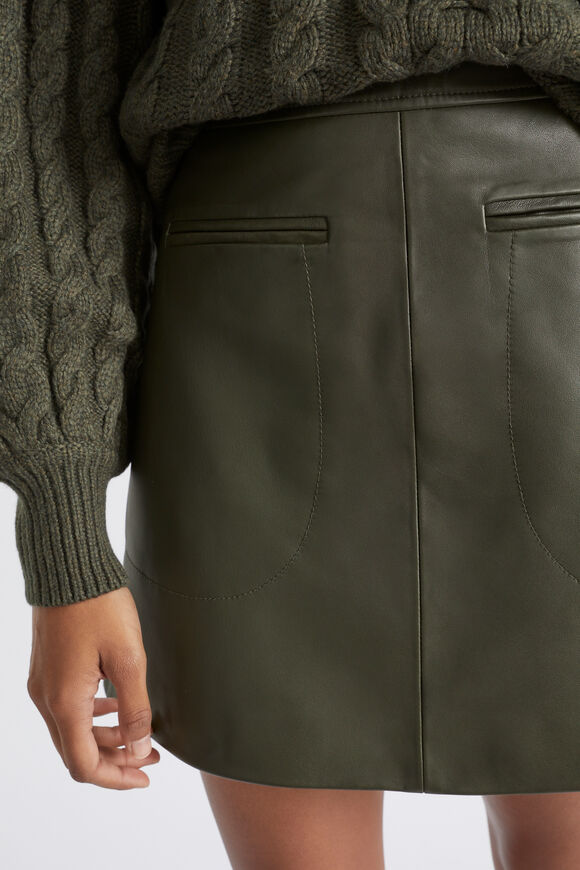 Leather A Line Mini Skirt  Dark Fern  hi-res