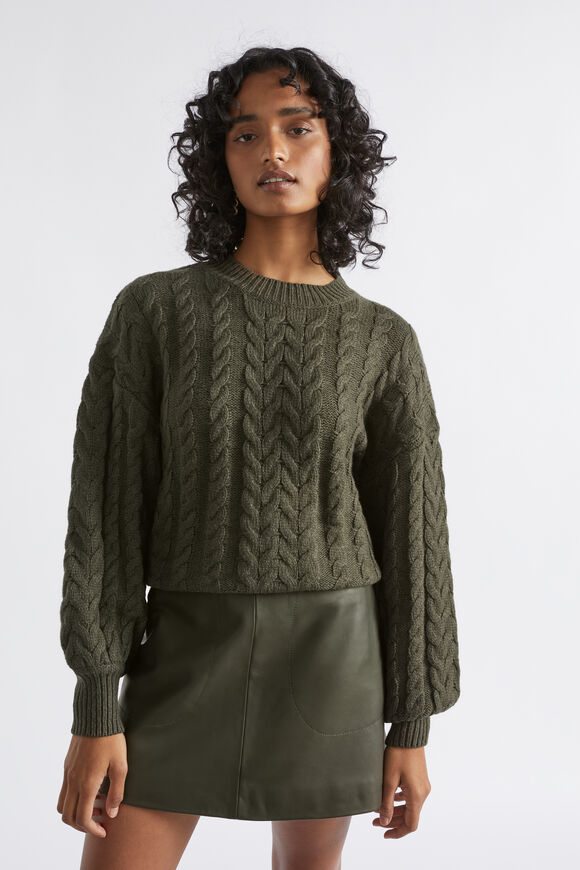 Leather A Line Mini Skirt  Dark Fern  hi-res