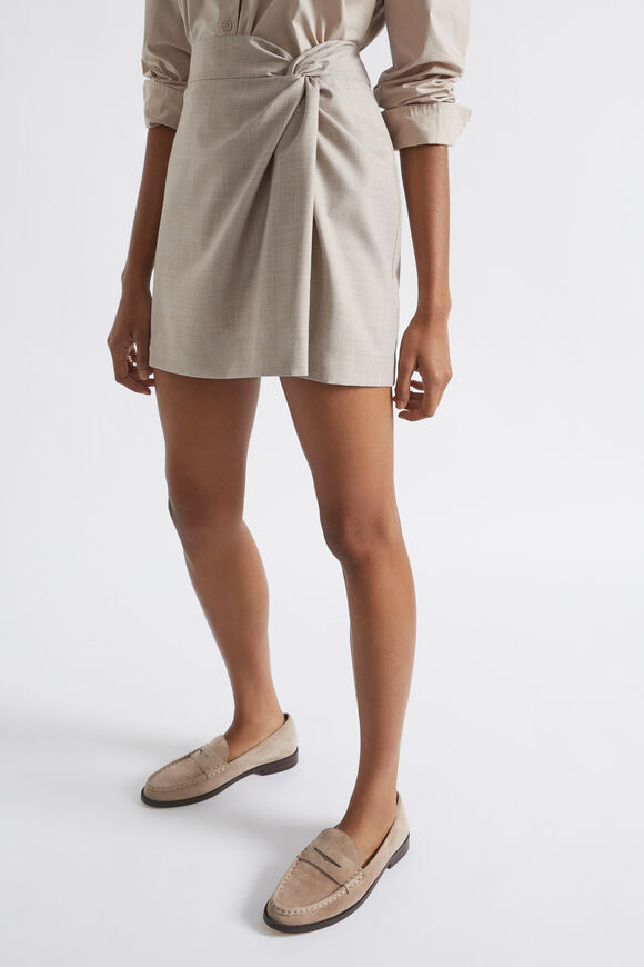 Wool Blend Cross Dye Mini Skirt  Light Storm Crossdye  hi-res