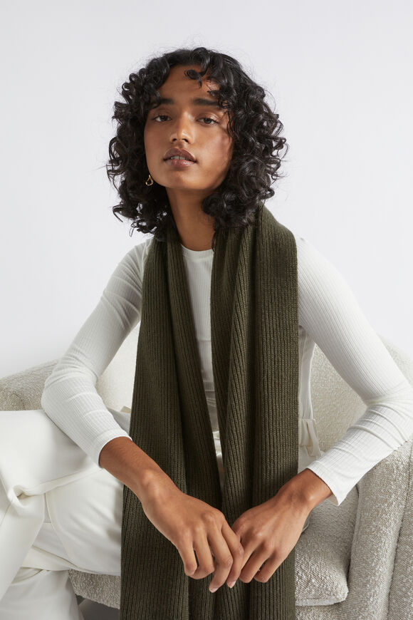 Rib Knit Scarf  Dark Fern  hi-res