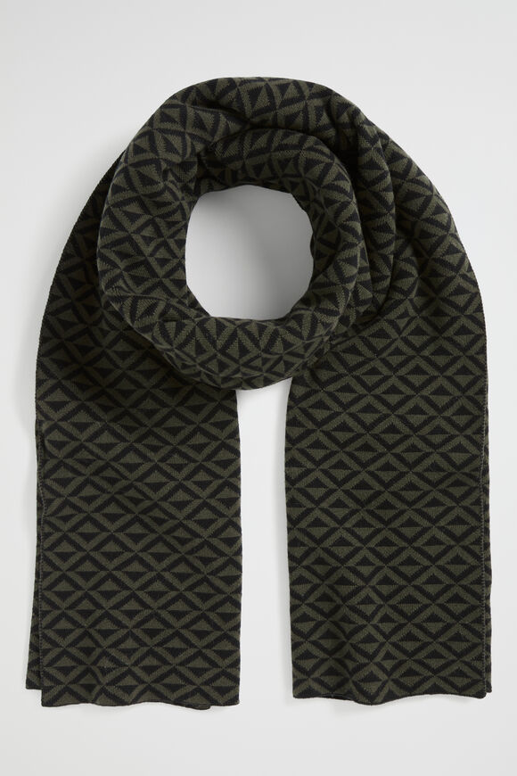 Geo Knit Scarf  Dark Fern  hi-res