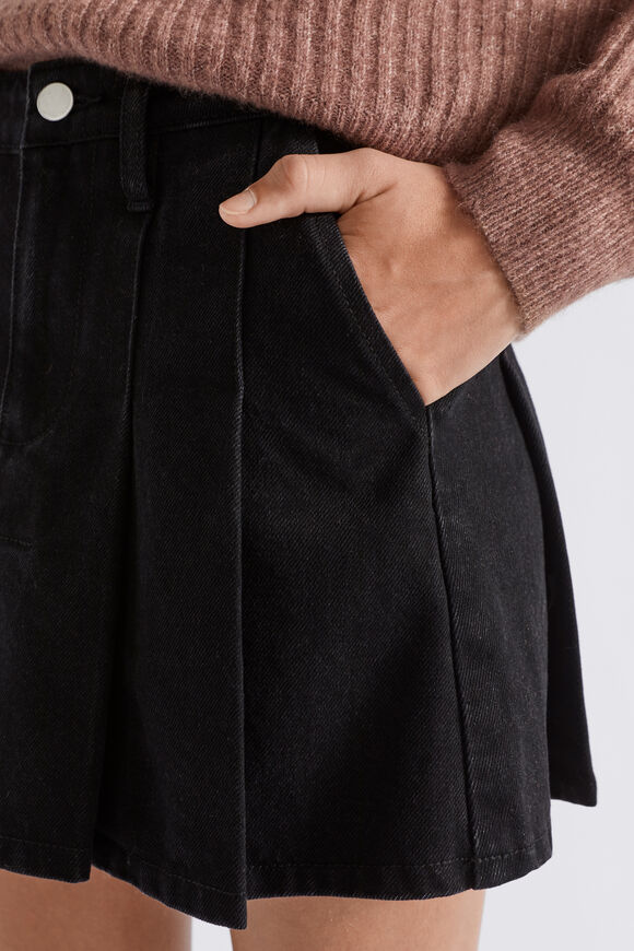 Denim Pleat Skirt  Black Wash  hi-res