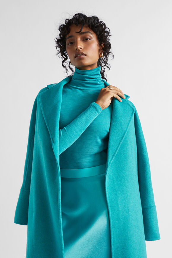 Babywool Roll Neck Top  Peacock Blue Marle  hi-res