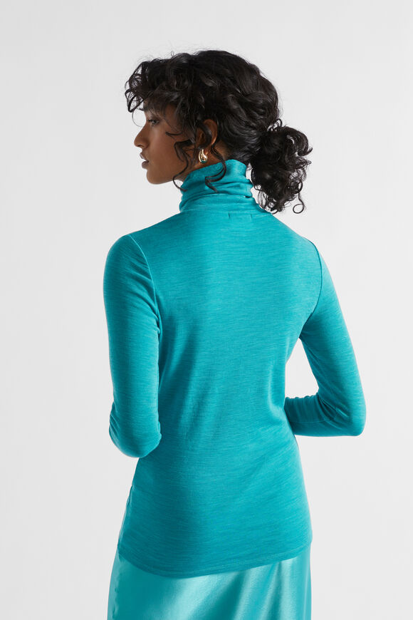 Babywool Roll Neck Top  Peacock Blue Marle  hi-res