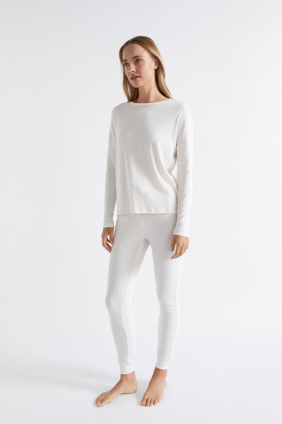 Cotton Rib Sleep Top  Oat Marle  hi-res