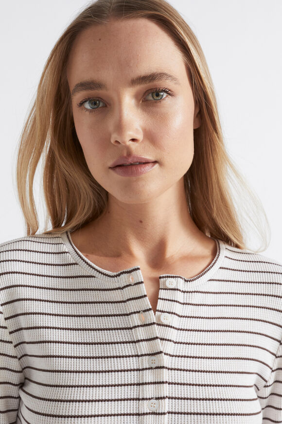 Waffle Sleep Top  Chocolate Stripe  hi-res