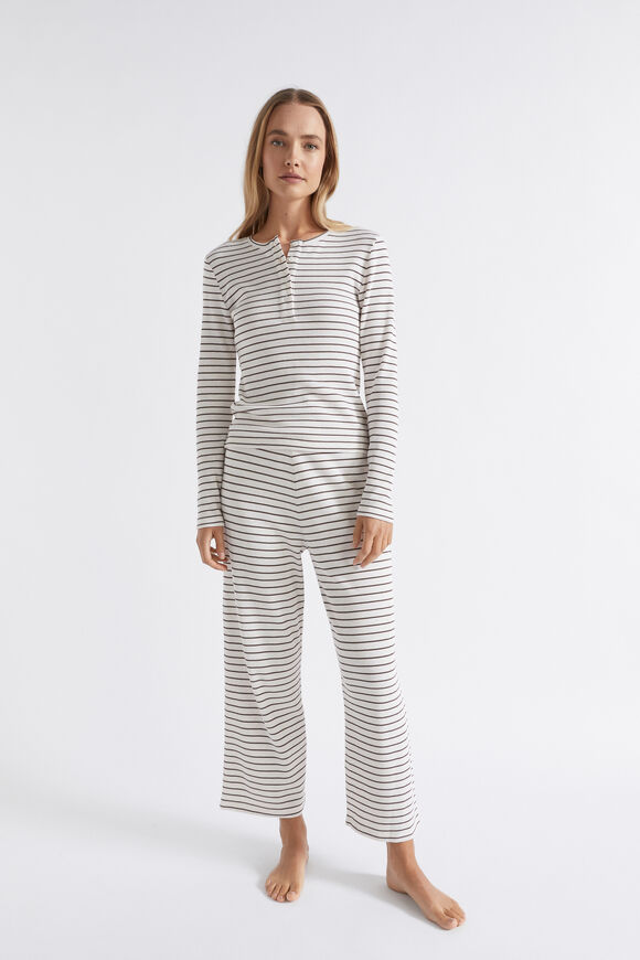 Waffle Sleep Top  Chocolate Stripe  hi-res