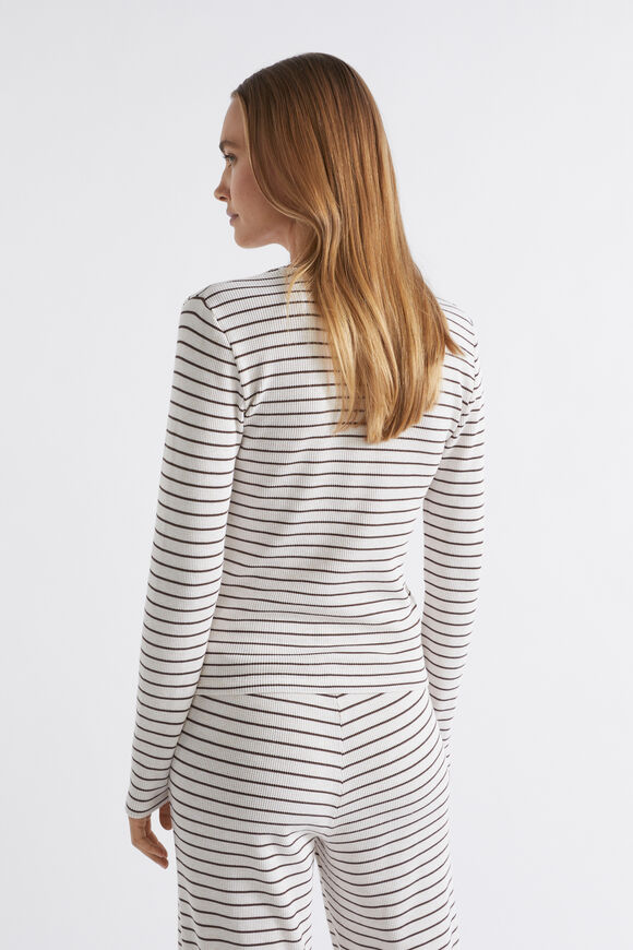 Waffle Sleep Top  Chocolate Stripe  hi-res