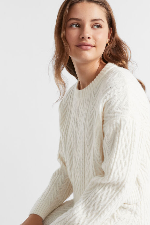 Cable Crop Knit  Vintage Cream  hi-res