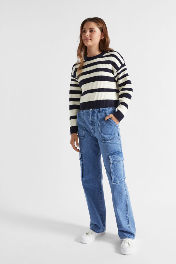 Stripe Rib Knit  Midnight Stripe  hi-res