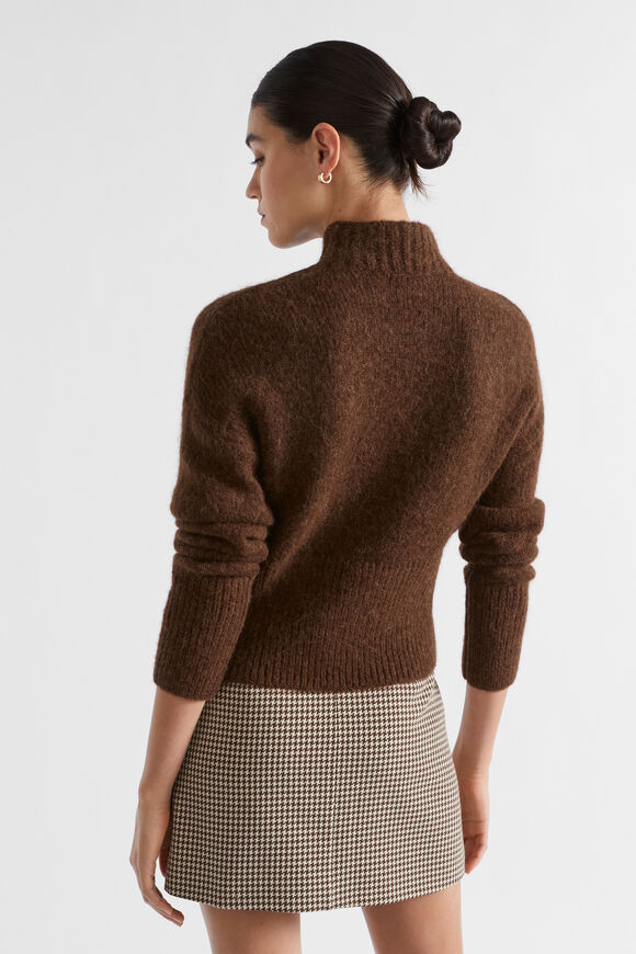 Wool Blend Mock Neck Knit  Hot Chocolate Marle  hi-res