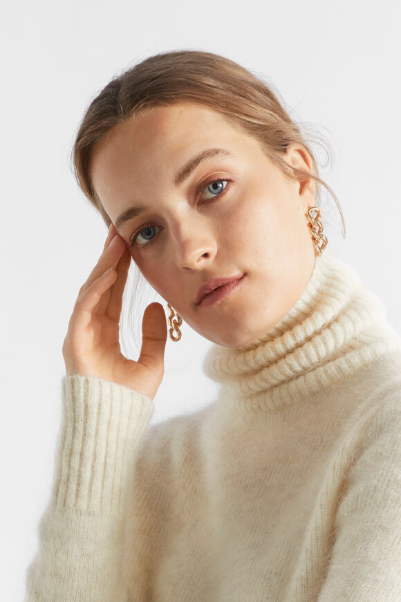 Mohair Roll Neck Knit  Vanilla Cream Marle  hi-res