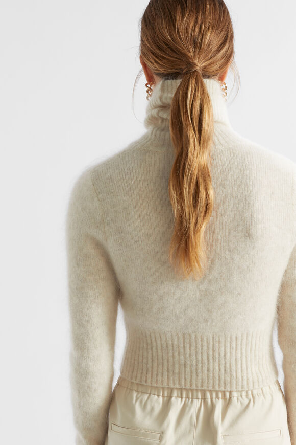 Mohair Roll Neck Knit  Vanilla Cream Marle  hi-res