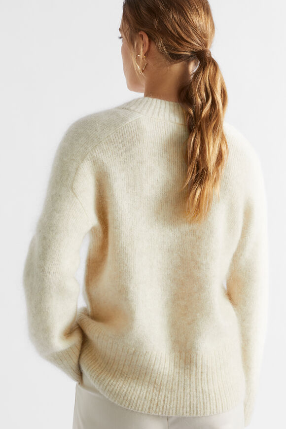 Mohair V Neck Knit  Vanilla Cream Marle  hi-res