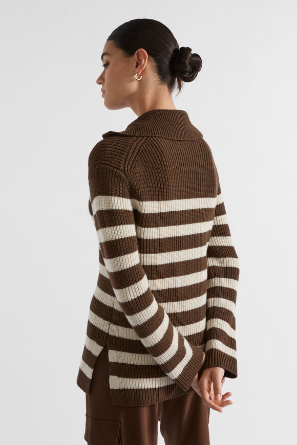 Cotton Blend Stripe Knit  Hot Chocolate Stripe  hi-res