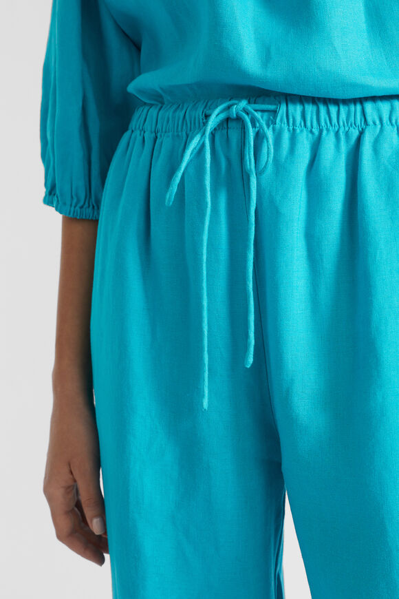 Core Linen Wide Leg Tie Pant  Peacock Blue  hi-res